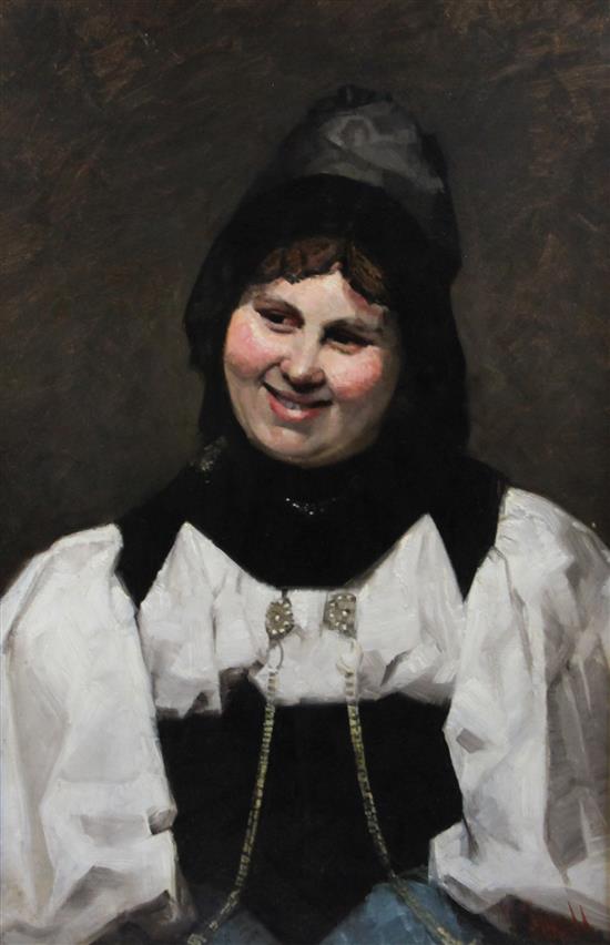 F. Small Portrait of a Flemish woman 27.5 x 18in.